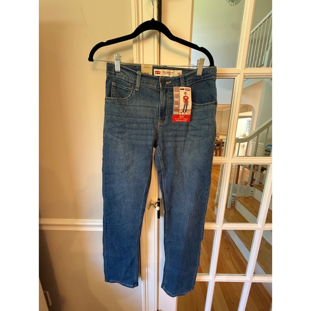 Levis Boys 511 Slim Fit Performance Jeans Blue 16 Reg 28x30 NWT